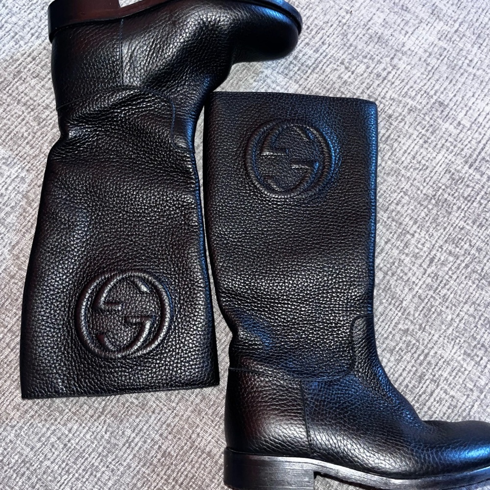 Gucci Kids Black Leather Boots